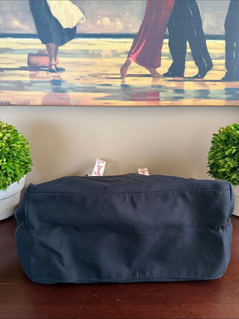 Victoria's Secret 🖤❤️ BLACK WITH RED LOGO STRAPS CANVAS ❤️🖤 TOTE BAG 🌟NWT🌟